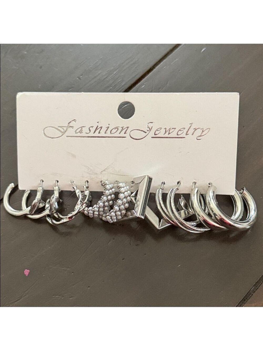 Fashion Jewelry Silver Tone Hoop Stud Earring Set